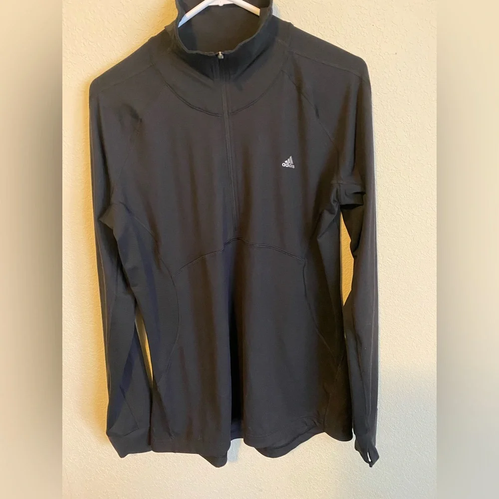 Adidas Men's Size XL Pullover Sweatshirt Half Zip Polyester Black - Picture 1 of 4